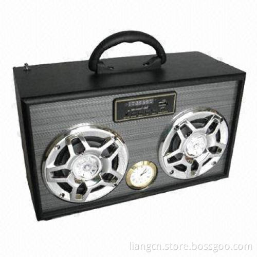 Wood mini speakers with FM radio/USB/SD card